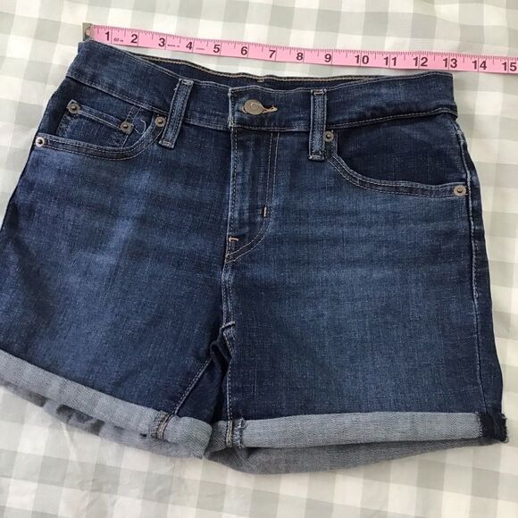 Levi’s mid length shorts jorts denim jeans medium/high rise waist dark blue 25 - Picture 7 of 9